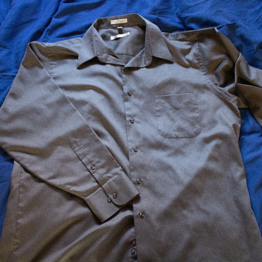 Geoffrey Beene Sateen Gray Dress Shirt
